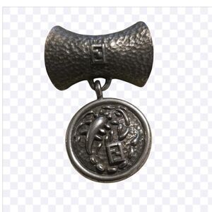 Fendi Textured Silver Vintage Broch